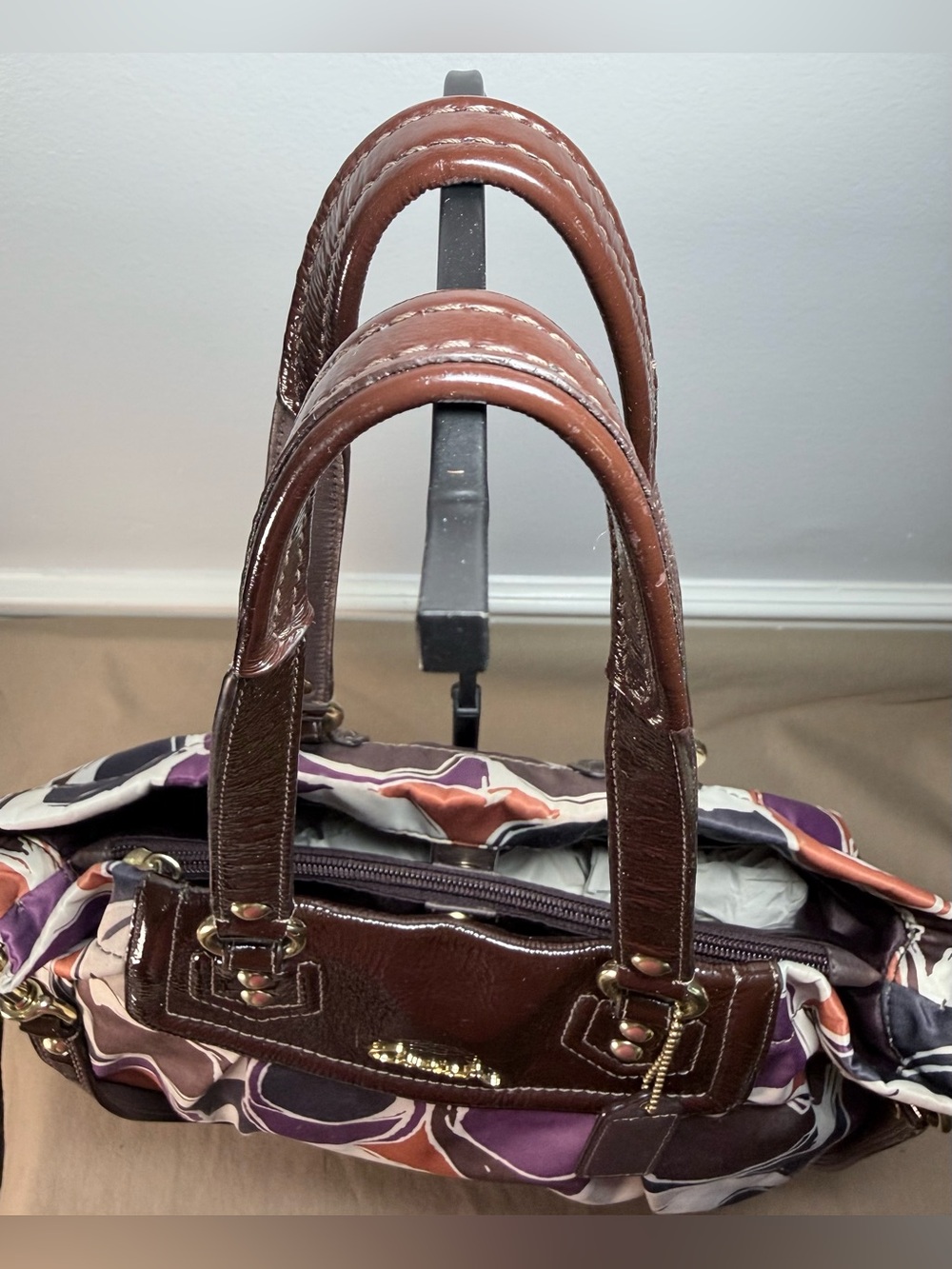 Authentic Coach Vintage Ashley Sateen Scarf Print Convertible Satchel - Picture 5 of 10